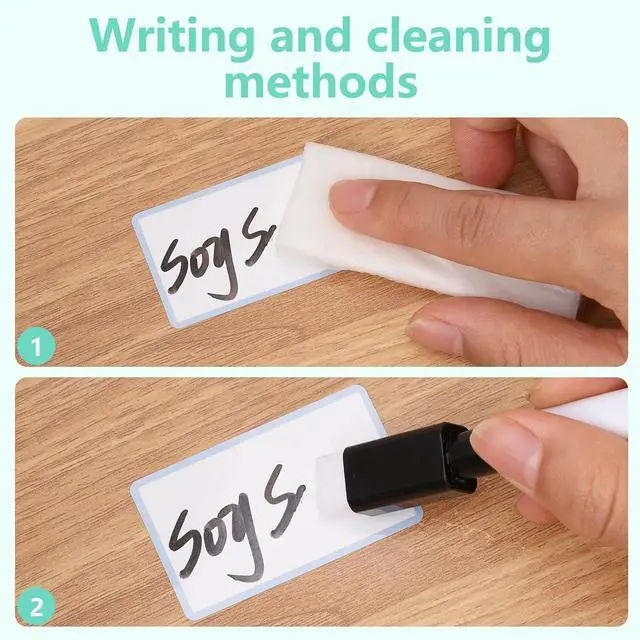 Alt view image 4 of 7 - Dry Erase Sticker Labels 60Pcs Reusable Dry Erase Notes Storage Bins Labels | Waterproof and Oil-Proof Removable Stickers for Food Containers Kitchen Classroom, 1.2In ×3In 2In×2.4In