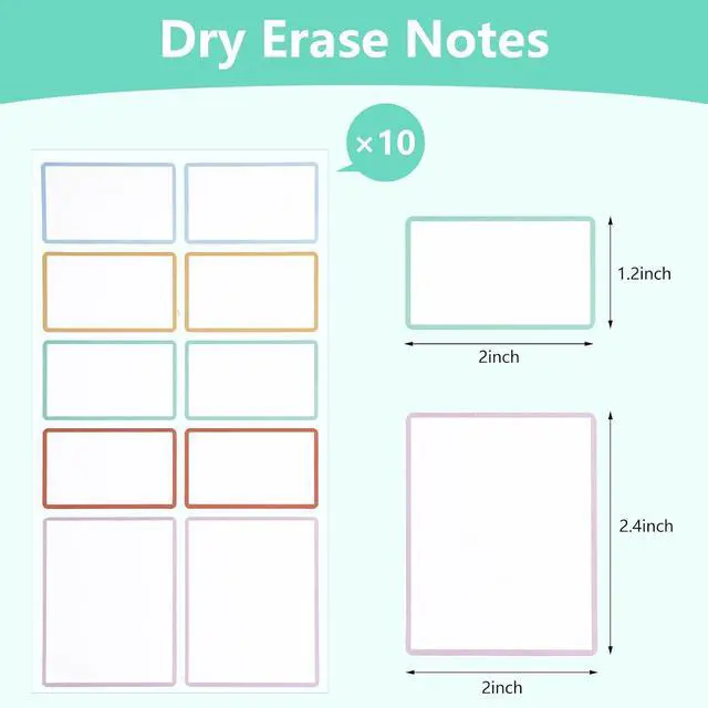 Alt view image 2 of 7 - Dry Erase Sticker Labels 60Pcs Reusable Dry Erase Notes Storage Bins Labels | Waterproof and Oil-Proof Removable Stickers for Food Containers Kitchen Classroom, 1.2In ×3In 2In×2.4In