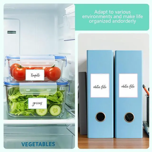 Alt view image 5 of 7 - Dry Erase Sticker Labels 60Pcs Reusable Dry Erase Notes Storage Bins Labels | Waterproof and Oil-Proof Removable Stickers for Food Containers Kitchen Classroom, 1.2In ×3In 2In×2.4In
