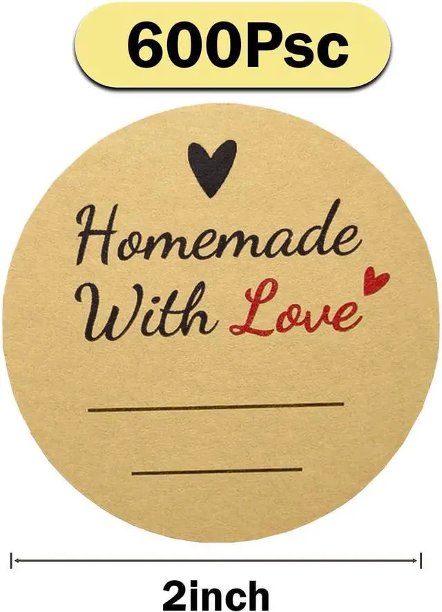 Alt view image 2 of 7 - 600 Pcs 2" Canning Labels for Mason Jars, Homemade with Love Stickers | Canning stickers for jam, jelly, jickles with lines for writing