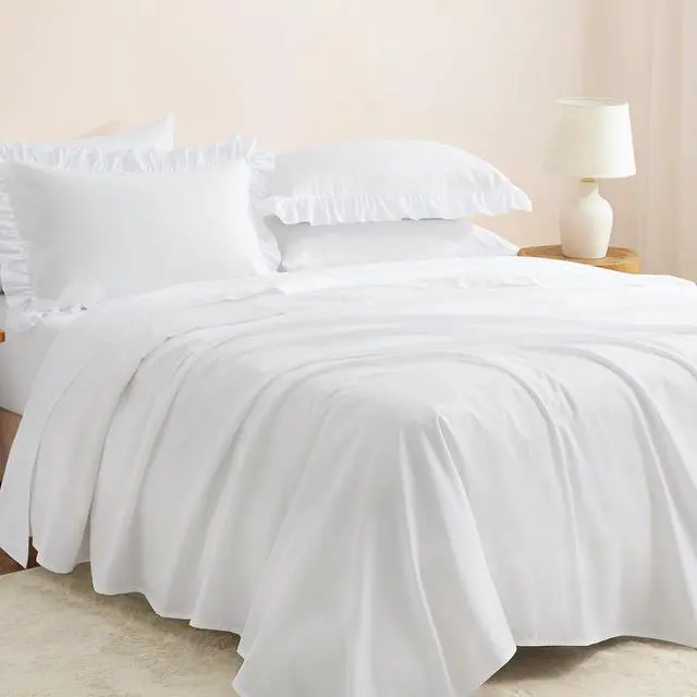 Alt view image 4 of 7 - Horbaunal 2 Pack White Ruffle Throw Pillow Covers 20" x 20" | 2 Inch Ruffled, Square Pillow Covers, Soft Microfiber Ruffle Pillow Shams, Shabby Chic Pillowcases