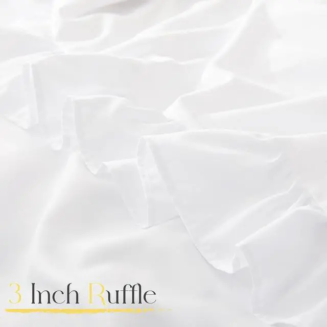 Alt view image 6 of 7 - Horbaunal 2 Pack White Ruffle Throw Pillow Covers 20" x 20" | 2 Inch Ruffled, Square Pillow Covers, Soft Microfiber Ruffle Pillow Shams, Shabby Chic Pillowcases