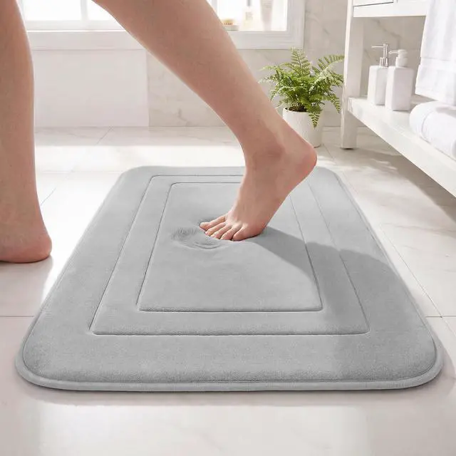 Main image of Cupic Cupid Memory Foam Bath Mat 20"×32", Non Slip Bathroom Rugs, Gray | Soft Touch, Cushioned Comfort, Non Slip Bathroom Mat, Super Absorbent & Quick Dry, Machine Washable for Shower, Tub & Vanity