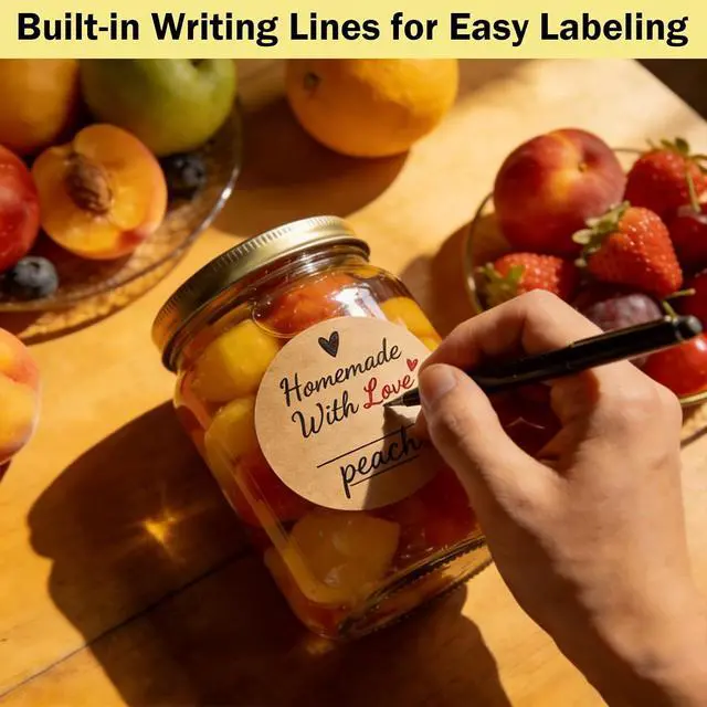 Alt view image 6 of 7 - 600 Pcs 2" Canning Labels for Mason Jars, Homemade with Love Stickers | Canning stickers for jam, jelly, jickles with lines for writing