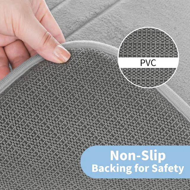 Alt view image 4 of 7 - Cupic Cupid Memory Foam Bath Mat 20"×32", Non Slip Bathroom Rugs, Gray | Soft Touch, Cushioned Comfort, Non Slip Bathroom Mat, Super Absorbent & Quick Dry, Machine Washable for Shower, Tub & Vanity