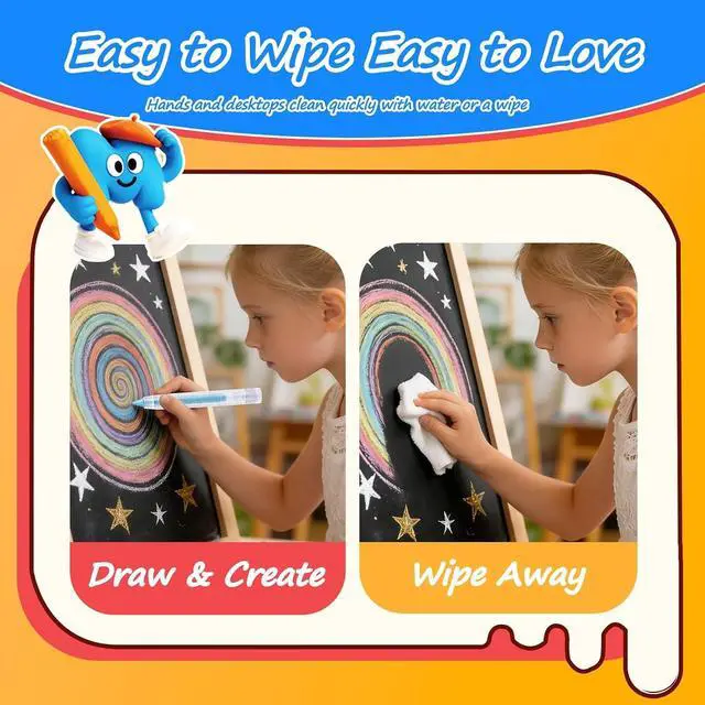 Alt view image 5 of 7 - NewFamily Dustless Chalk for Kids, 12 Colors with Twist-Up Holders, Fine-Tip Washable Non-Toxic Chalk for Chalkboards, Easels and Paper, Ages 3+
