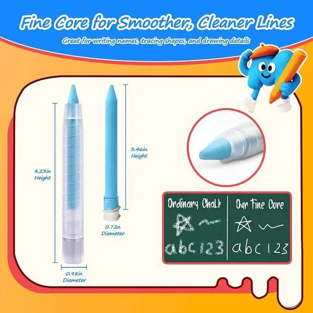 Alt view image 4 of 7 - NewFamily Dustless Chalk for Kids, 12 Colors with Twist-Up Holders, Fine-Tip Washable Non-Toxic Chalk for Chalkboards, Easels and Paper, Ages 3+