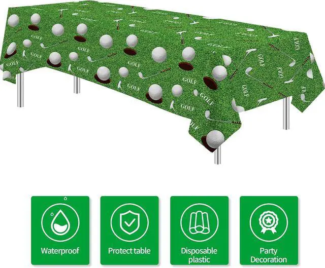 Alt view image 2 of 7 - Golf Party Decorations Tablecloth, Golf Birthday Party Tablecover | Disposable, Golf Table Decorations Supplies for Golf Lover Baby Shower 1st 2nd Birthday, 3Pcs, 55in x 86in