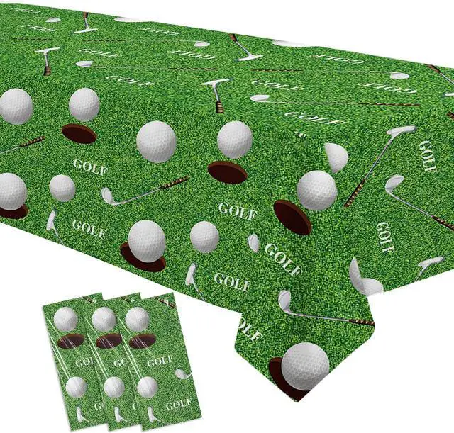 Main image of Golf Party Decorations Tablecloth, Golf Birthday Party Tablecover | Disposable, Golf Table Decorations Supplies for Golf Lover Baby Shower 1st 2nd Birthday, 3Pcs, 55in x 86in