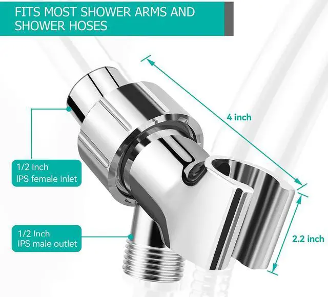 Alt view image 2 of 7 - MAAYAYA Brass Ball Shower Holder, 360° Adjustable ABS Bracket, Chrome | MAYYAYA Holder: Solid Brass Swivel Ball; 360° Adjustable ABS Bracket; Universal 1/2" Connector; Fits Standard Shower Hoses