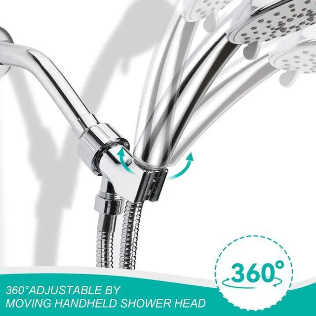 Alt view image 3 of 7 - MAAYAYA Brass Ball Shower Holder, 360° Adjustable ABS Bracket, Chrome | MAYYAYA Holder: Solid Brass Swivel Ball; 360° Adjustable ABS Bracket; Universal 1/2" Connector; Fits Standard Shower Hoses