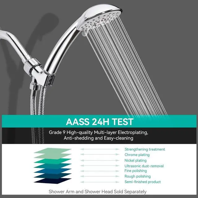 Alt view image 5 of 7 - MAAYAYA Brass Ball Shower Holder, 360° Adjustable ABS Bracket, Chrome | MAYYAYA Holder: Solid Brass Swivel Ball; 360° Adjustable ABS Bracket; Universal 1/2" Connector; Fits Standard Shower Hoses