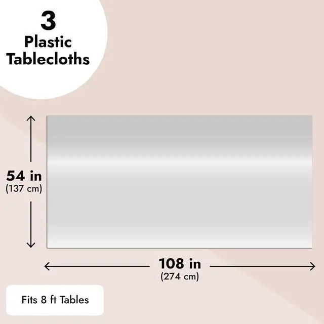 Alt view image 5 of 7 - Juvale 3 Pack Plastic Table Cloths - Metallic Silver Plastic Tablecloth for Birthday Party Decorations (Shiny Foil, 54x108 Silver Tablecloth)