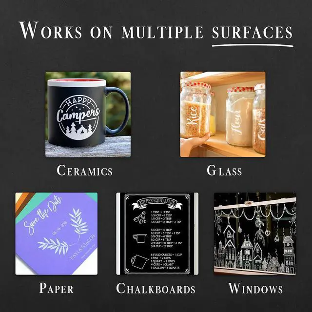 Alt view image 3 of 7 - Pinturale Arts 2 Extra Fine Tip White Chalk Markers | 1mm Tip | For Windows, Blackboard, Dry Erase Board, Chalkboards, Glass, Easy Erase | White Chalk Pens Fine Tip