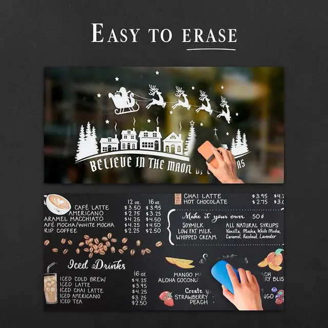 Alt view image 6 of 7 - Pinturale Arts 2 Extra Fine Tip White Chalk Markers | 1mm Tip | For Windows, Blackboard, Dry Erase Board, Chalkboards, Glass, Easy Erase | White Chalk Pens Fine Tip
