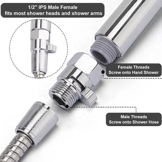 Alt view image 2 of 7 - MAYYAYA All Metal Shower Head Flow Control Valve, G1/2 Brass Shut-off Valve | Metal Lever, G1/2 Universal Fit, Leak-Proof Ceramic Core, Adjustable Flow Save Water, for Showers, Bidets, RVs, Chrome