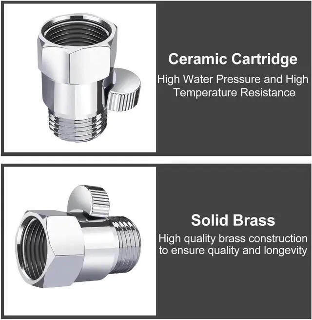 Alt view image 3 of 7 - MAYYAYA All Metal Shower Head Flow Control Valve, G1/2 Brass Shut-off Valve | Metal Lever, G1/2 Universal Fit, Leak-Proof Ceramic Core, Adjustable Flow Save Water, for Showers, Bidets, RVs, Chrome