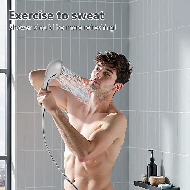 Alt view image 6 of 6 - High Pressure Shower Head with Powerful Shower Spray, 5 Spray Modes, Non-Clogging NozzlesBlack