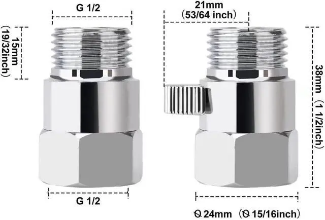 Alt view image 5 of 7 - MAYYAYA All Metal Shower Head Flow Control Valve, G1/2 Brass Shut-off Valve | Metal Lever, G1/2 Universal Fit, Leak-Proof Ceramic Core, Adjustable Flow Save Water, for Showers, Bidets, RVs, Chrome