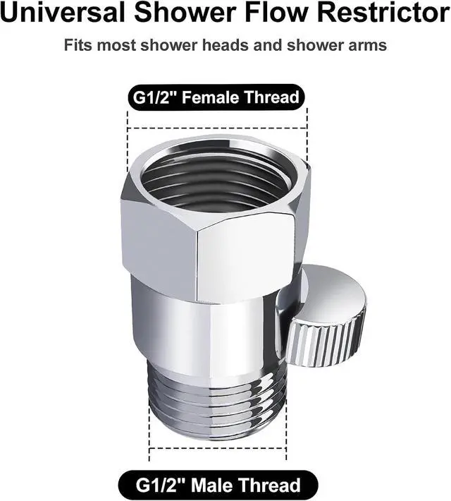 Alt view image 7 of 7 - MAYYAYA All Metal Shower Head Flow Control Valve, G1/2 Brass Shut-off Valve | Metal Lever, G1/2 Universal Fit, Leak-Proof Ceramic Core, Adjustable Flow Save Water, for Showers, Bidets, RVs, Chrome