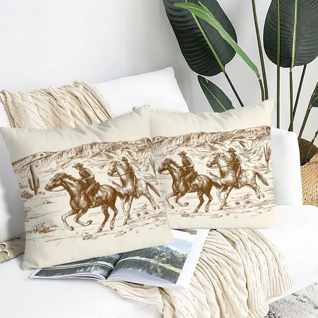 Alt view image 3 of 7 - Yobvec Western Throw Pillow Covers Home Decor 18x18 Inch Cute Western Decorative Pillowcase Cushion Cover for Bed Sofa Couch, 2 Sets