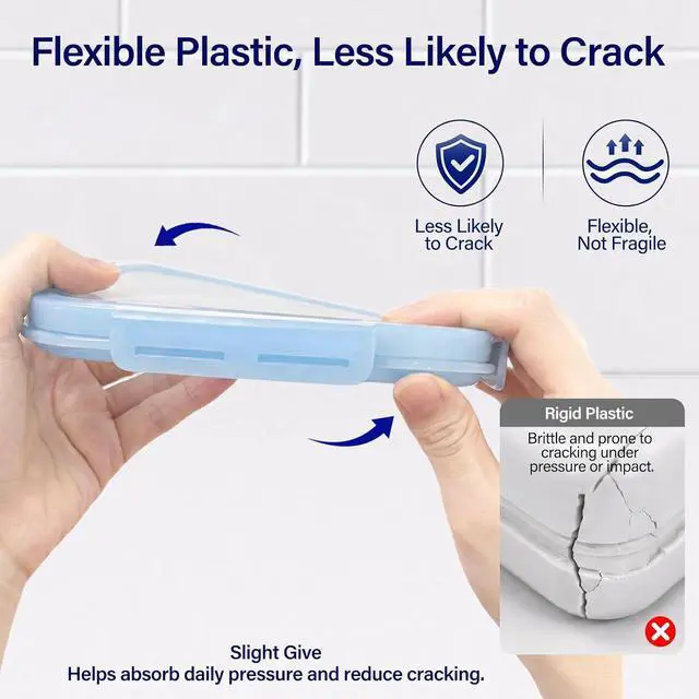 Alt view image 5 of 6 - Slim Travel Soap Case, Silicone Insert Fits Different Soap Shapes | Compact & Easy to Carry / Leak-Resistant 4-Side Snap Closure / Flexible Plastic Shell / For Gym, Dorm, Camping & Hotels