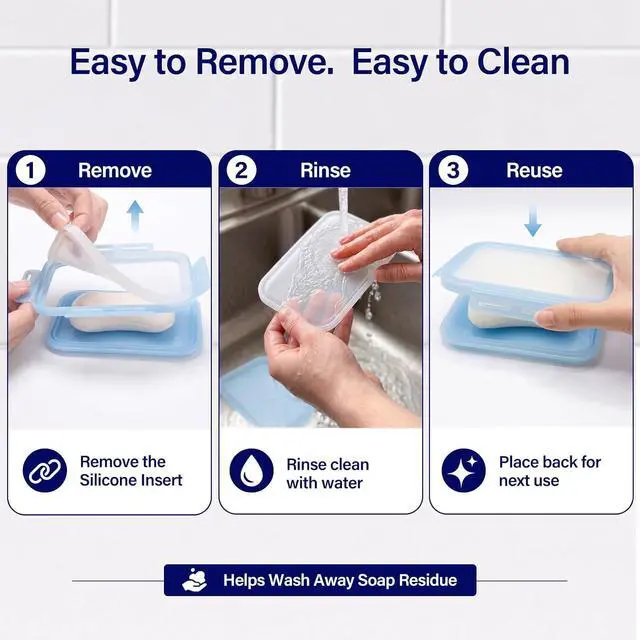 Alt view image 6 of 6 - Slim Travel Soap Case, Silicone Insert Fits Different Soap Shapes | Compact & Easy to Carry / Leak-Resistant 4-Side Snap Closure / Flexible Plastic Shell / For Gym, Dorm, Camping & Hotels
