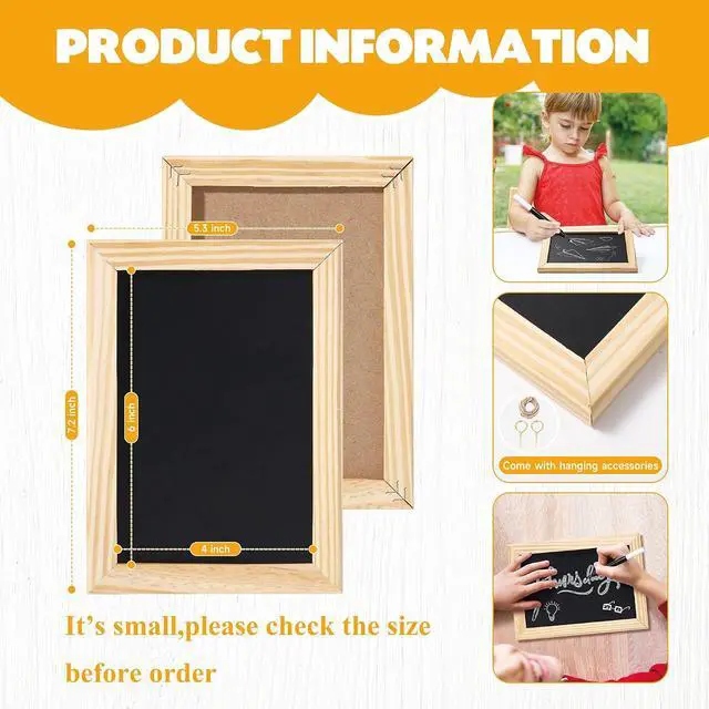 Alt view image 2 of 7 - 1 Pack Mini Chalkboard Sign Small Chalk Board with Unfinished Wood Frame,4 x 6 Inch