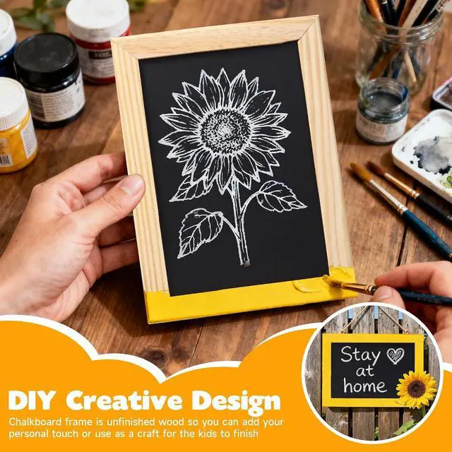 Alt view image 5 of 7 - 1 Pack Mini Chalkboard Sign Small Chalk Board with Unfinished Wood Frame,4 x 6 Inch