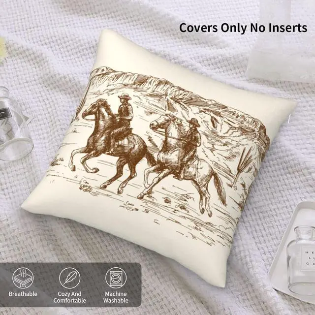 Alt view image 5 of 7 - Yobvec Western Throw Pillow Covers Home Decor 18x18 Inch Cute Western Decorative Pillowcase Cushion Cover for Bed Sofa Couch, 2 Sets
