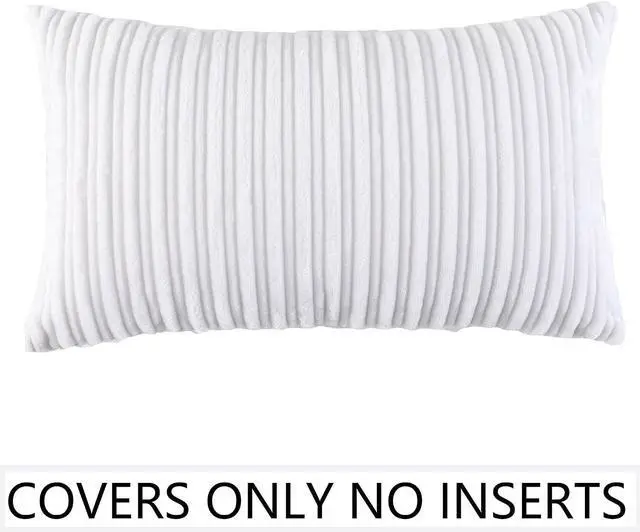 Alt view image 5 of 7 - UGASA Velvet Pillow Covers Striped, Decorative Throw Cushion Case with Hidden Zipper for Home Couch/Bedroom/Car, Soft Cozy Solid Oblong, 1 Piece (12"x20", Pure White)