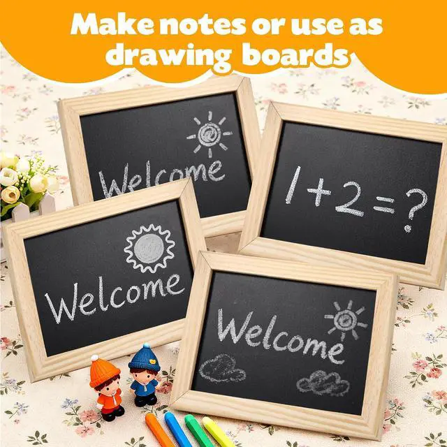 Alt view image 6 of 7 - 1 Pack Mini Chalkboard Sign Small Chalk Board with Unfinished Wood Frame,4 x 6 Inch