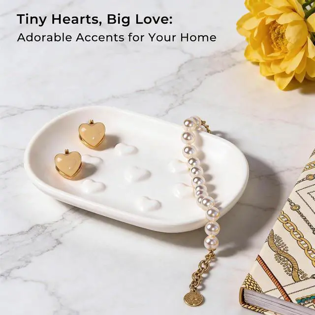 Alt view image 7 of 7 - HILLSPRING Ceramic Soap Dish, Decorative Bar Soap Holder, White, 5"x3.5" | Heart Bump Design, Keeps Soap Elevated and Dry, for Bathroom, Kitchen Sink, Vanity