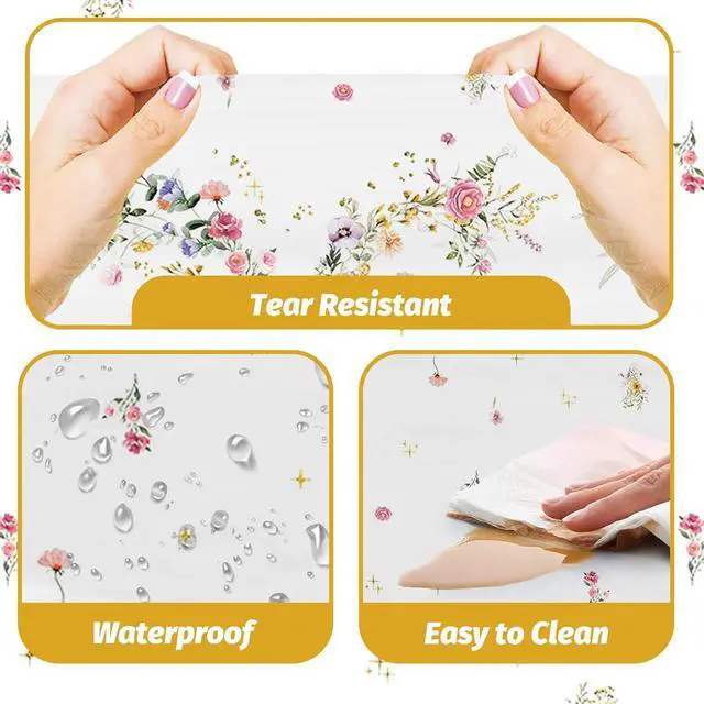 Alt view image 6 of 6 - MEHOFOND 3pcs Love in Bloom Bridal Shower Tablecloth, Wildflower Floral Disposable Plastic Table Cover 54x108 Inch, Spring Wedding Engagement Bachelorette Party Decorations