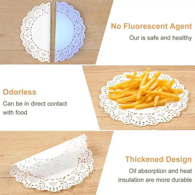 Alt view image 4 of 7 - PECULA Paper Doilies, 200 Pack White Lace Doilies 6.5, 8.5, and 10.5 Inch for Food, Crafts, Baby Showers, Parties, Wedding, Birthday, Tableware Decoration