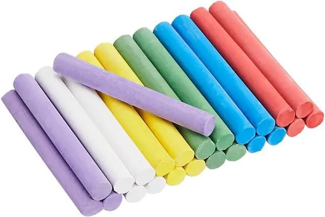 Alt view image 3 of 5 - Amazon Basics Dustless Colored Chalk with Eraser, Assorted Colors, Chalkboard Writing Art Tool Set, Erasable, 24 Count