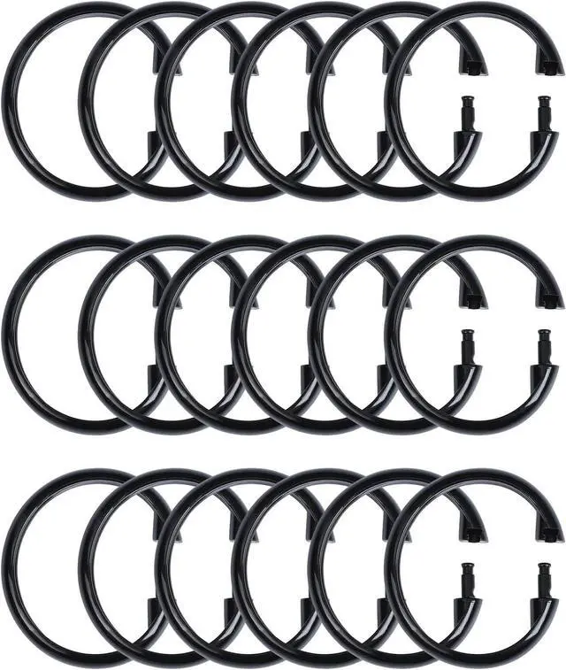 Main image of 18 Pack Black Shower Curtain Rings, Easy Snap Hooks for Bathroom Shower Rod, Plastic O-Ring Hooks for Standard Curtains, Rust-Free Bathroom Accessories Set