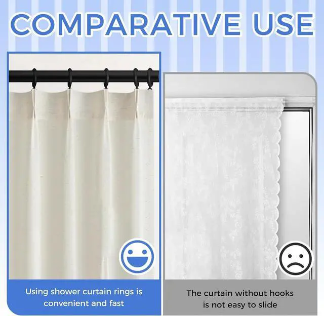 Alt view image 4 of 7 - 18 Pack Black Shower Curtain Rings, Easy Snap Hooks for Bathroom Shower Rod, Plastic O-Ring Hooks for Standard Curtains, Rust-Free Bathroom Accessories Set