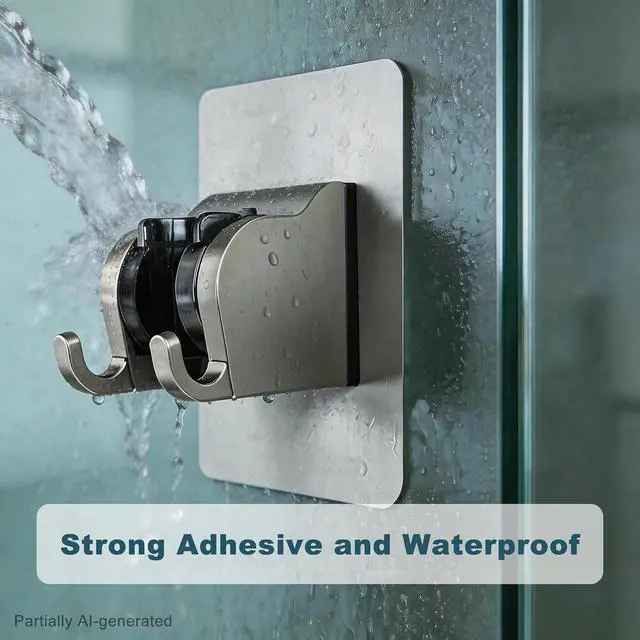 Alt view image 4 of 7 - HO2ME No Drilling Wall-Mounted Shower Bracket, 2-Pack, for Handheld Shower | Self-Adhesive, Waterproof, Wide-angle Adjust, Meet Any Space Bathroom, Matte White and Gunmetal Gray