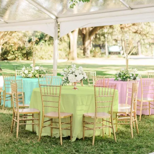 Alt view image 7 of 7 - 4 Pack Round Pastel Plastic Tablecloth, 84 Inch | Colorful Disposable Table Cover, Pink Yellow Green, for Birthday Wedding Baby Shower Party Decoration