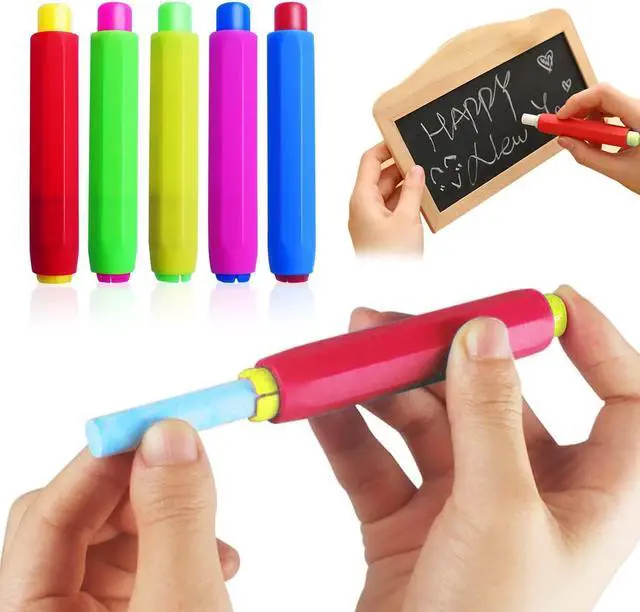 Main image of 5 Pieces Colorful Plastic Chalk HoldersBlackboard Adjustable Set for Teachers School Office Drawing BoardIt protects your hands from direct contact with chalk, 5 Count (Pack of 1)