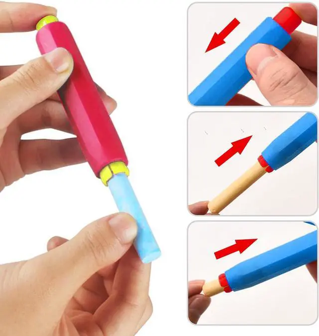 Alt view image 2 of 7 - 5 Pieces Colorful Plastic Chalk HoldersBlackboard Adjustable Set for Teachers School Office Drawing BoardIt protects your hands from direct contact with chalk, 5 Count (Pack of 1)
