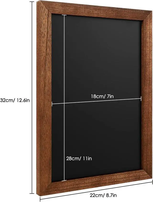 Alt view image 3 of 6 - Small Chalkboard for Wall, Wood Frame Magnetic Chalkboard Sign, Walnut Brown Framed Chalk Board for Wedding, Kitchen, Bar, Restaurant, Menu & Home Decor, Hanging Chalkboards, 8.7" x 12.6"(BN-2232)