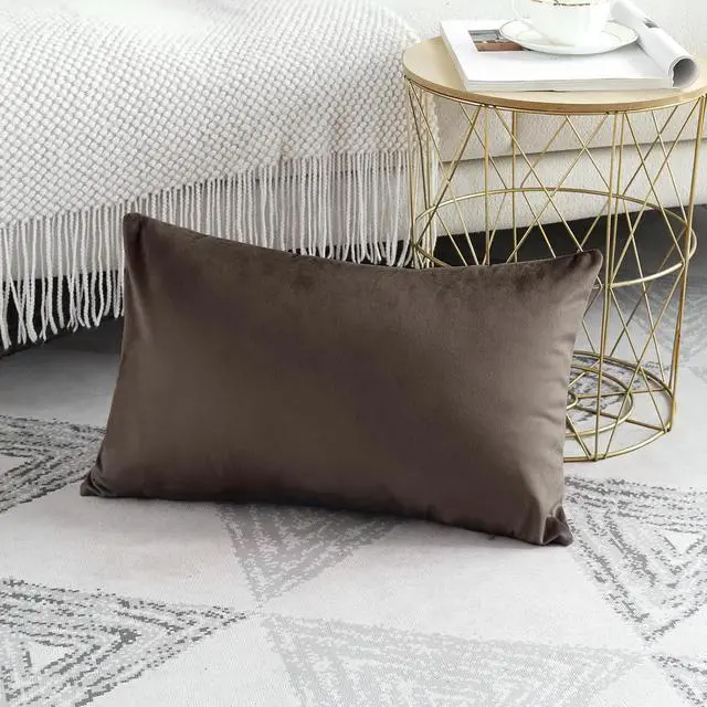 Alt view image 2 of 7 - Artscope Luxury Velvet Pillow Covers Decorative Rectangle Pillowcases Soft Solid Cushion Cases for Couch Sofa Bedroom Car Decor 16x24 Inch Chocolate Brown