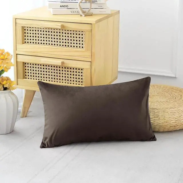 Alt view image 5 of 7 - Artscope Luxury Velvet Pillow Covers Decorative Rectangle Pillowcases Soft Solid Cushion Cases for Couch Sofa Bedroom Car Decor 16x24 Inch Chocolate Brown