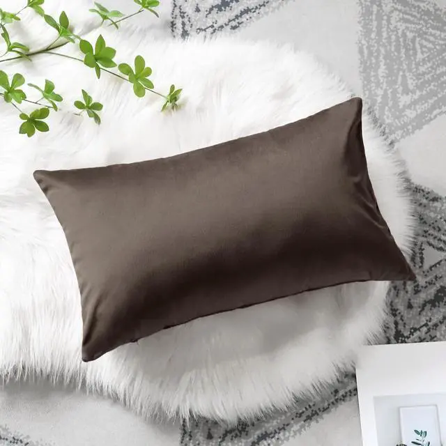 Alt view image 6 of 7 - Artscope Luxury Velvet Pillow Covers Decorative Rectangle Pillowcases Soft Solid Cushion Cases for Couch Sofa Bedroom Car Decor 16x24 Inch Chocolate Brown
