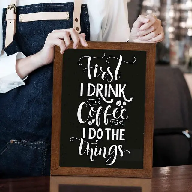 Alt view image 5 of 6 - Small Chalkboard for Wall, Wood Frame Magnetic Chalkboard Sign, Walnut Brown Framed Chalk Board for Wedding, Kitchen, Bar, Restaurant, Menu & Home Decor, Hanging Chalkboards, 8.7" x 12.6"(BN-2232)