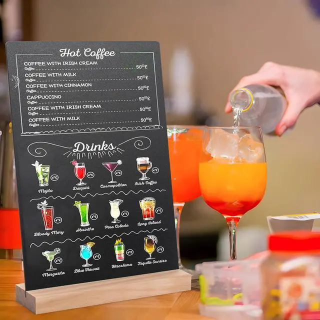 Alt view image 2 of 7 - ONUPGO 8 x12 Inch Tabletop Chalkboard Sign with Base Stand, Menu Chalk Board Sign Store Food Signs, Message Boards for Party, Wedding, Tables Decoration, Bar and Restaurant