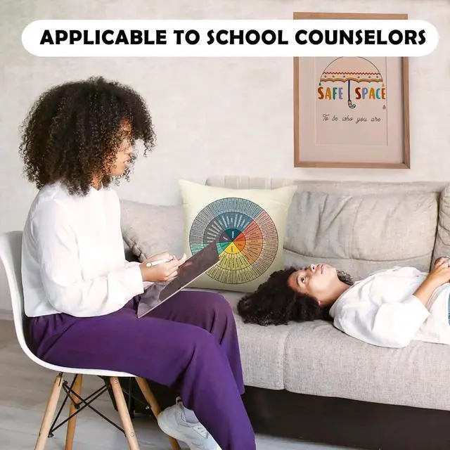 Alt view image 3 of 6 - Feelings Wheel Pillow Double-Sided Printed with Different Patterns of Feelings Wheel Pillowcase, Reading Corner Decor, Counseling Office Decor18 x18 (1, Yellow Feel)