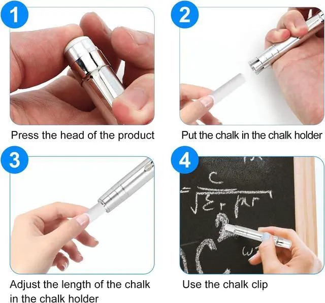 Alt view image 5 of 6 - 2Pcs Chalk Holders for Teachers Aluminum Chalk Holder for Chalkboard Teacher's Chalk Stick Holder for Wall Office School Chalkboard Painting Writing